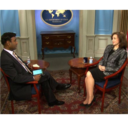 Under Secretary of State Tara Sonenshine is interviewed on VOA’s Urdu language program Café DC