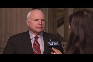 Senator McCain speaking to alhurra reporter