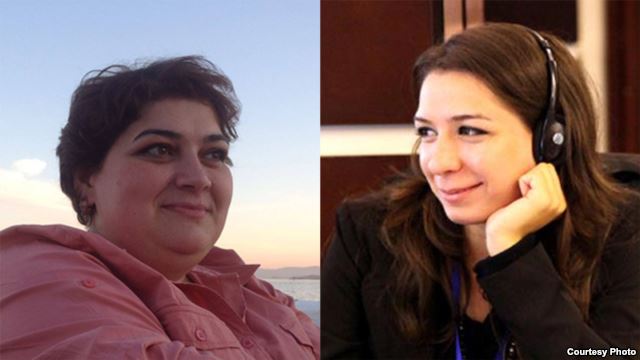 side by side photos of two female journalists
