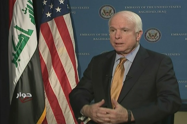 Senator McCain speaking to off camera reporter